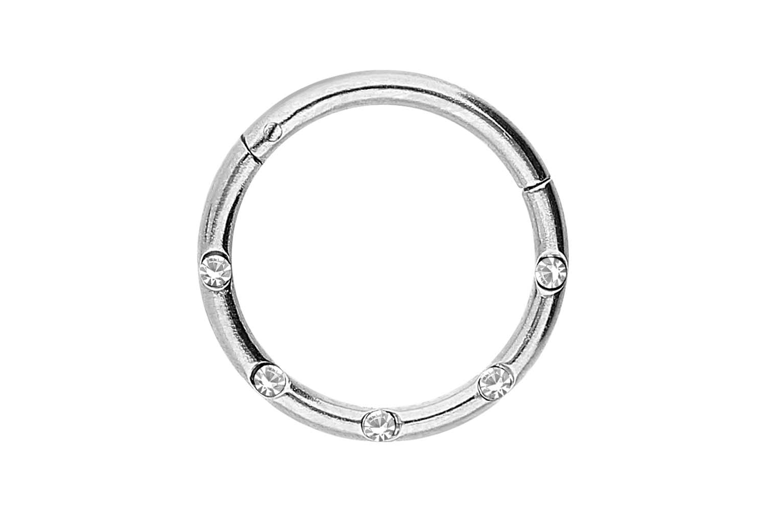 Chirurgenstahl Segmentring Clicker Piercing 5 KRISTALLE
